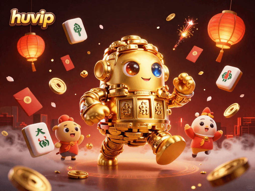 Experience thrilling gaming with huvip's vibrant 3D cartoon characters in a lively casino scene.
