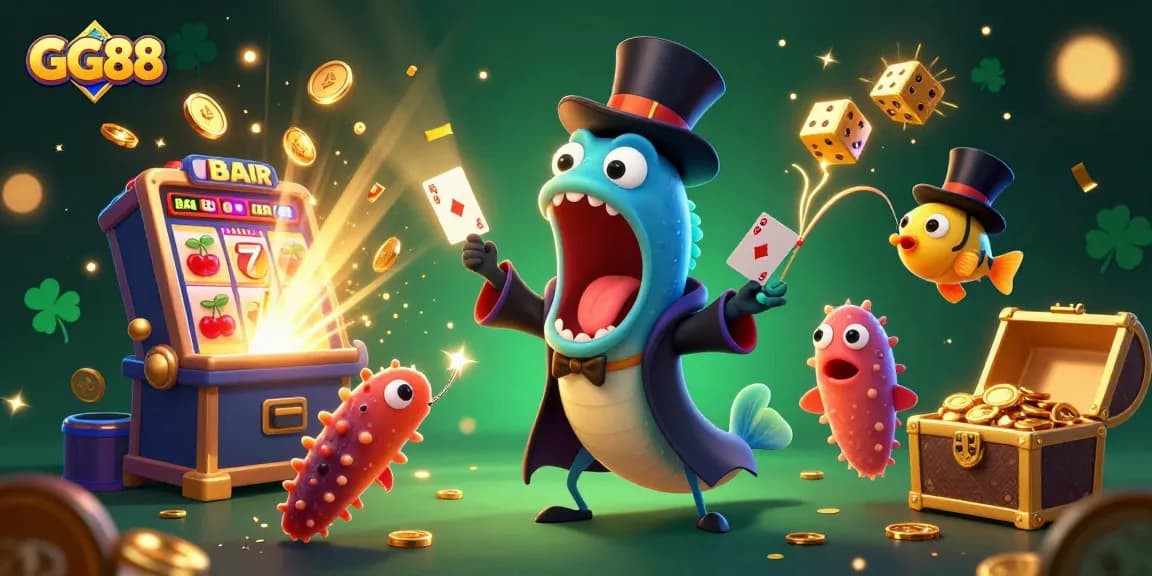 Experience the excitement of GG88 with dynamic slot machine action featuring captivating sea creatures.
