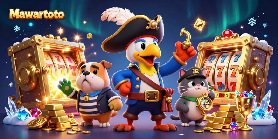Mawartoto inspires exciting casino adventures with a dynamic pirate-themed scene featuring wealth and luck.