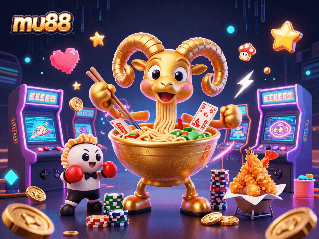 Experience the excitement of mu88 with vibrant characters and animated casino elements.
