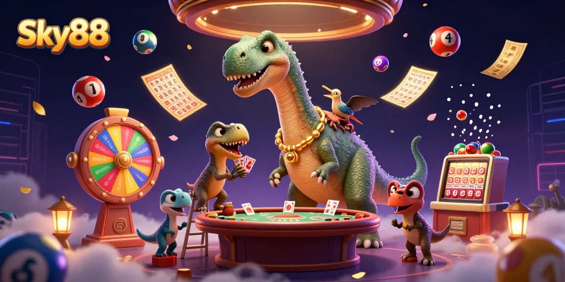 Experience thrilling games at Sky88 while winning big with vibrant casino elements in a lively scene.