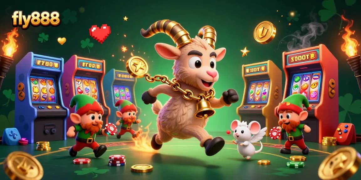 Win thrilling jackpots at fly888 with vibrant 3D cartoon characters in a festive casino scene.