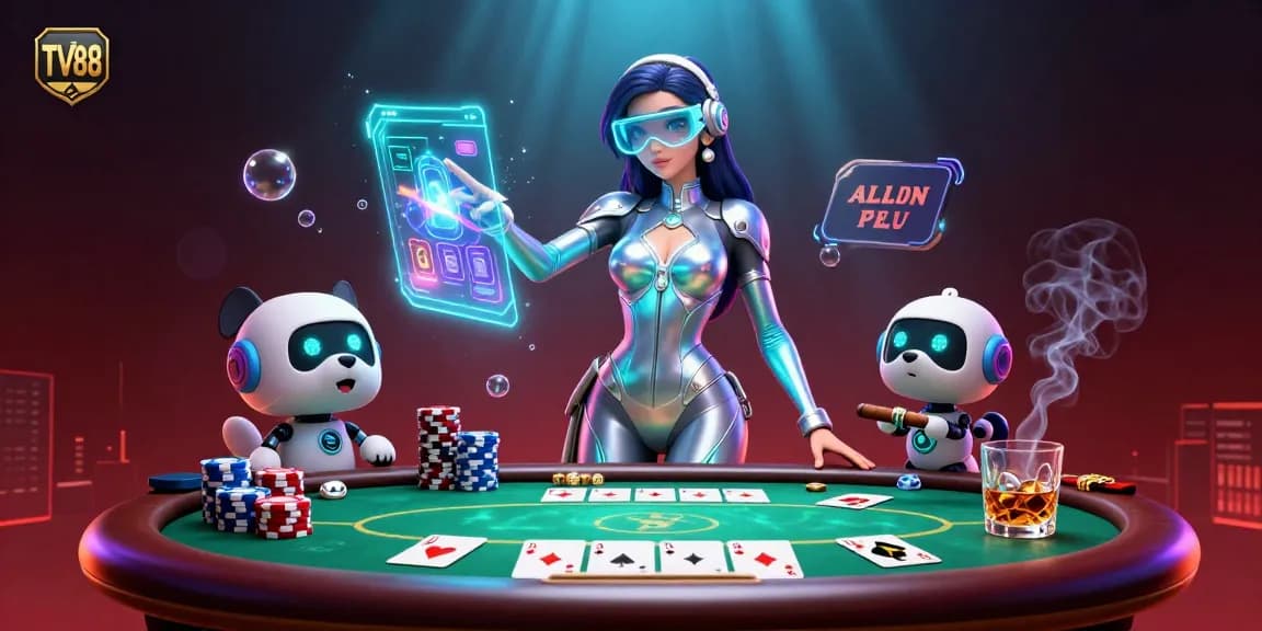 Engage in dynamic gaming at TV88 with rich visuals of poker action and holographic interfaces.