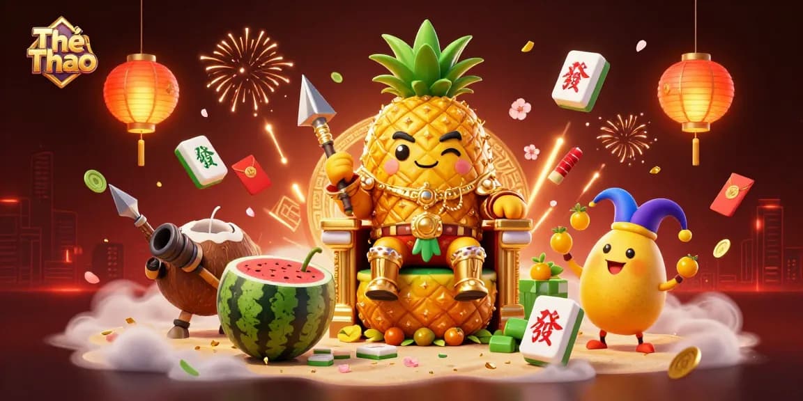 Engage in Thể Thao betting while exploring a vibrant, dynamic casino-themed beach illustration.