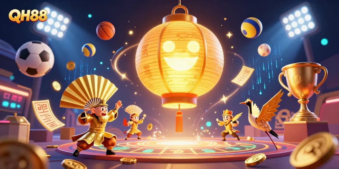 Experience thrilling gameplay with QH88 in this vibrant casino-themed illustration.