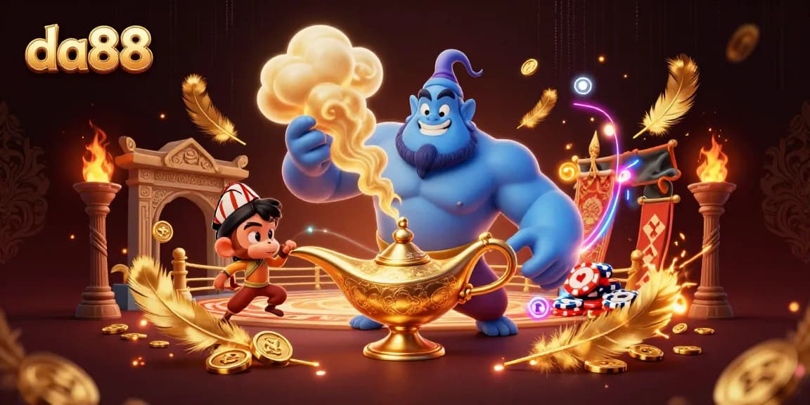 Engage in the da88 world with magic and adventure through a vibrant casino illustration.