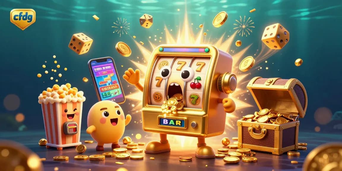 Experience cfdg's thrilling slot machine jackpot moment with colorful casino game elements.