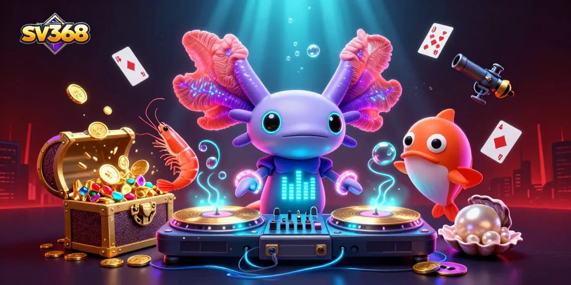 Experience exhilarating gaming with sv368's vibrant underwater casino scene featuring a neon DJ and treasure!