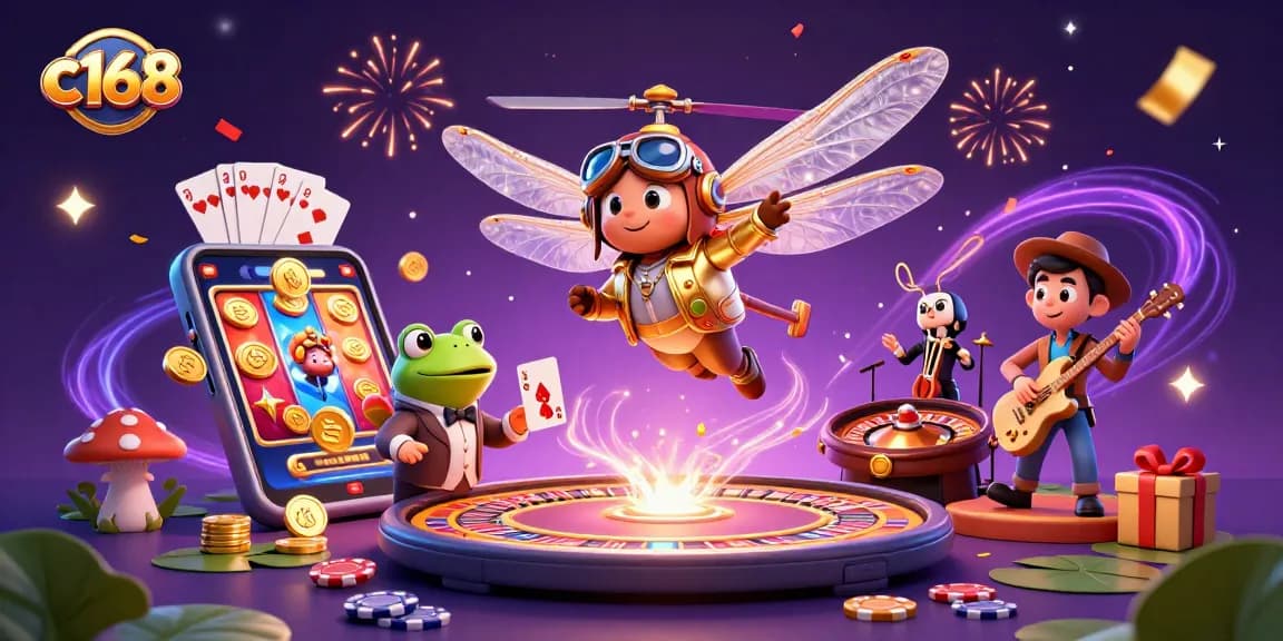 Engage in thrilling gaming adventures at c168 with dynamic casino elements and vibrant characters.