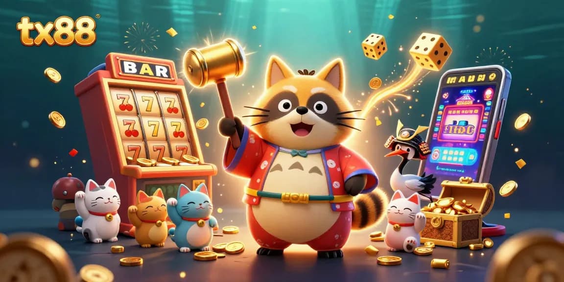 Experience the thrill of tx88 with vibrant 3D characters celebrating casino wins amidst a jackpot explosion.