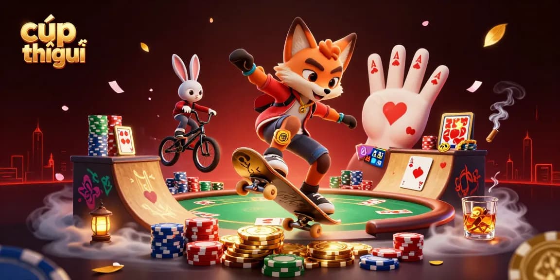 Experience thrilling cúp thế giới action with a fox and rabbit in a vibrant casino scene.