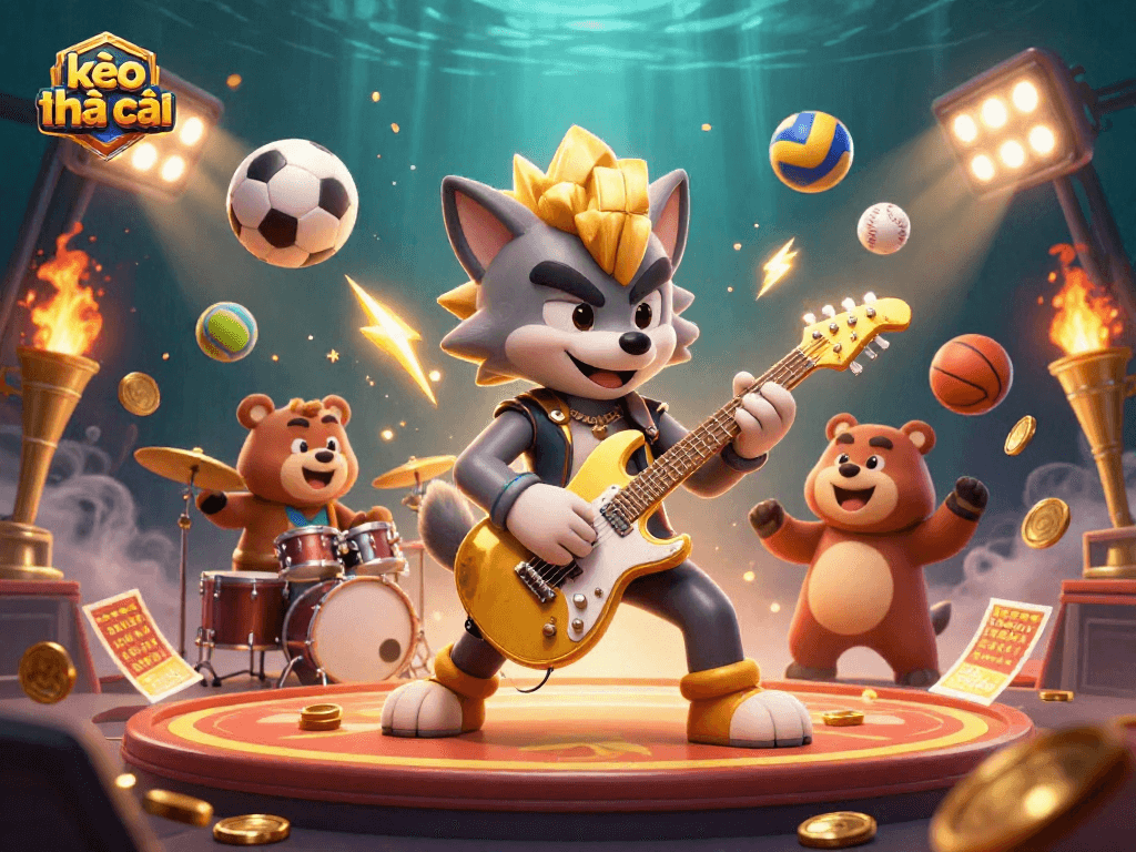 Engage with kèo nhà cái gameplay featuring a vibrant casino stage and dynamic sports elements.
