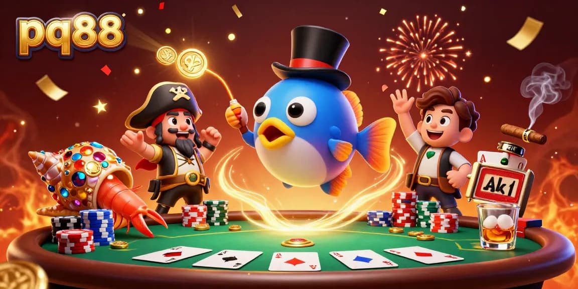 Experience the thrill of pq88 with an engaging underwater casino adventure in a colorful scene.