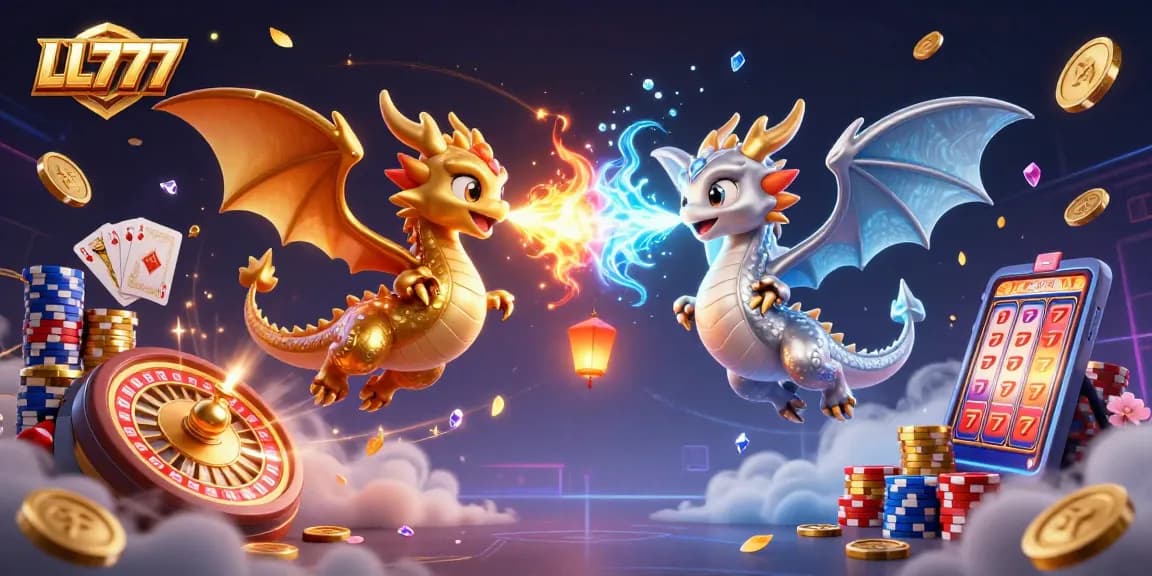 Engage with LL777 as golden and silver dragons embody the thrill of dynamic casino gaming.