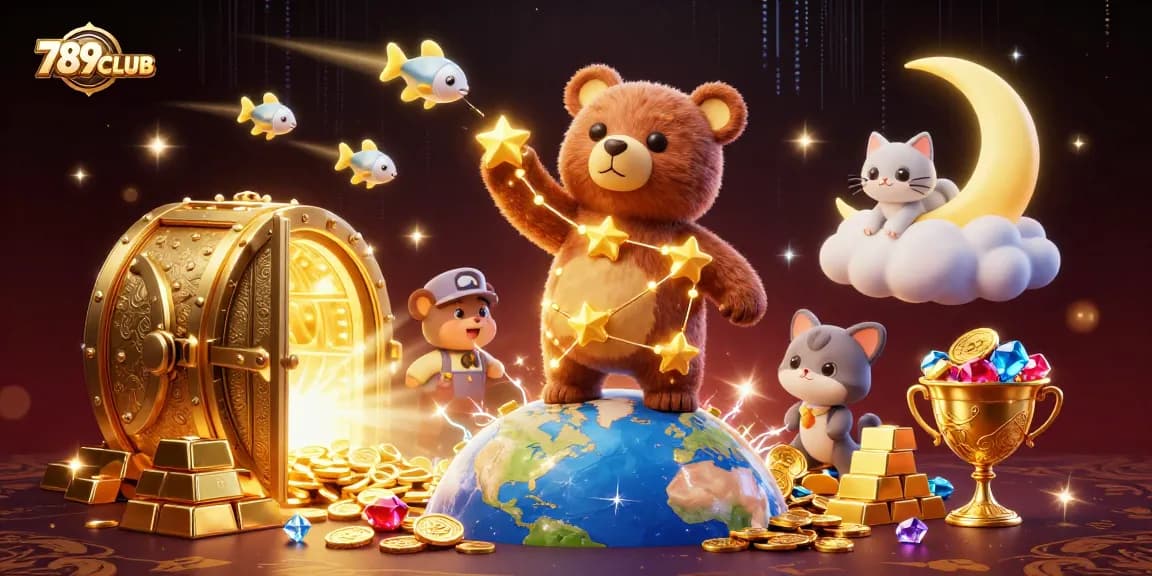Experience enchanting wins at 789CLUB with dazzling gold treasures and playful constellations.