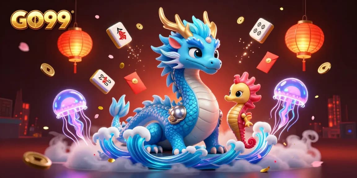 Engage with exciting gameplay at GO99 amidst vibrant casino-themed illustrations.