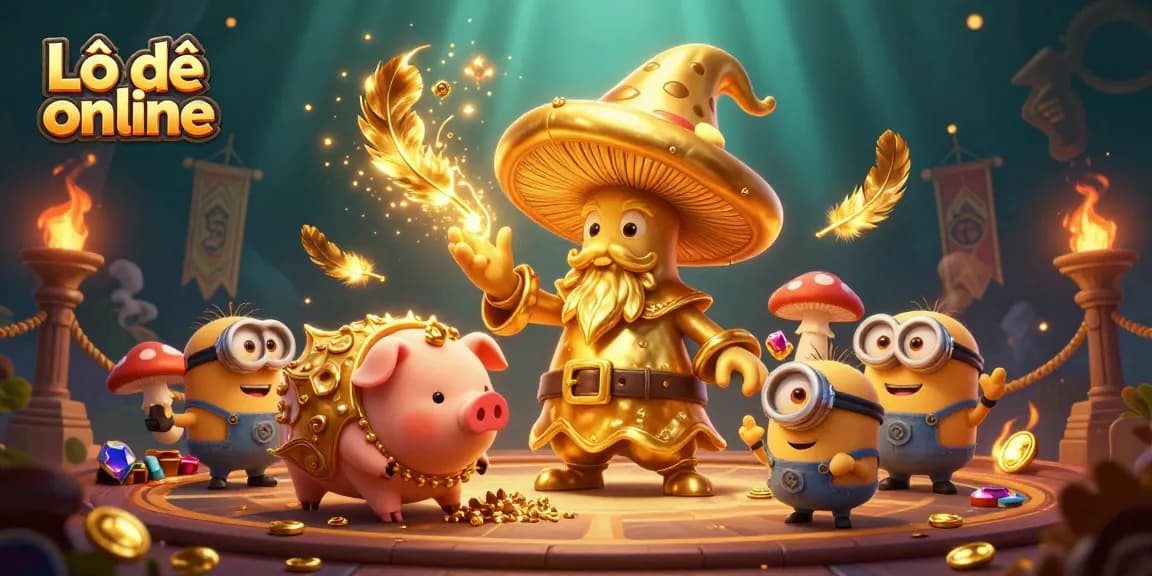 Experience Lô đề online with a vibrant 3D scene featuring whimsical characters and magical elements.