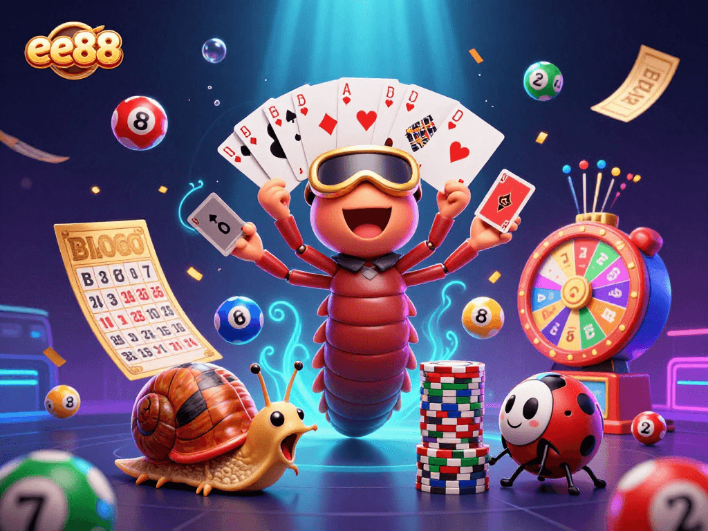 Experience exciting EE88 casino action with lively characters, colorful games, and dynamic elements.