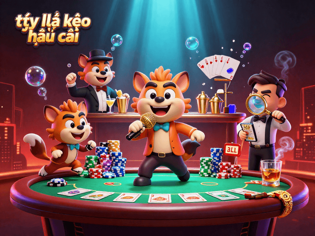 Engage in thrilling gameplay and maximize tỷ lệ kèo nhà cái with lively hyenas in a vibrant casino scene.