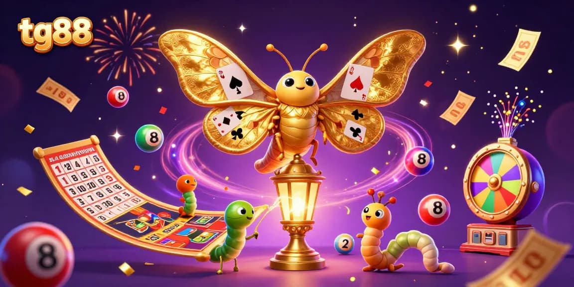 Engage with the vibrant tg88 atmosphere, showcasing a thrilling lottery scene enriched with golden motifs and dynamic characters.
