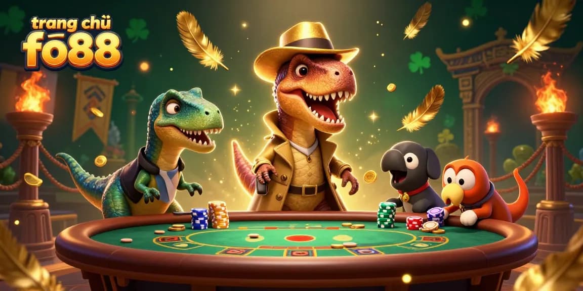 Experience the excitement at trang chủ fo88 with a thrilling casino scene featuring unique characters in action.