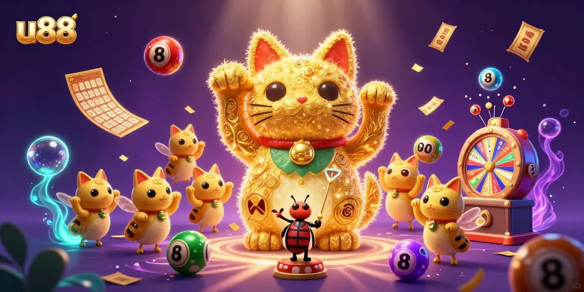 Engage with exciting u88 games featuring a lucky cat and dynamic casino symbols
