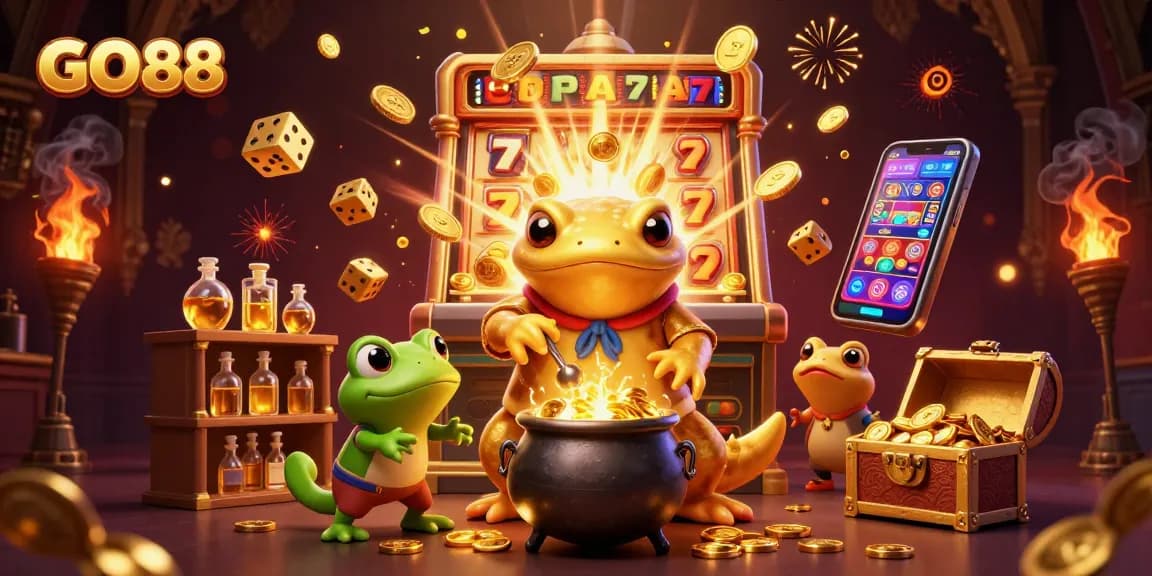 Engage with GO88's dynamic gaming experience featuring vibrant slot machines and golden adventures