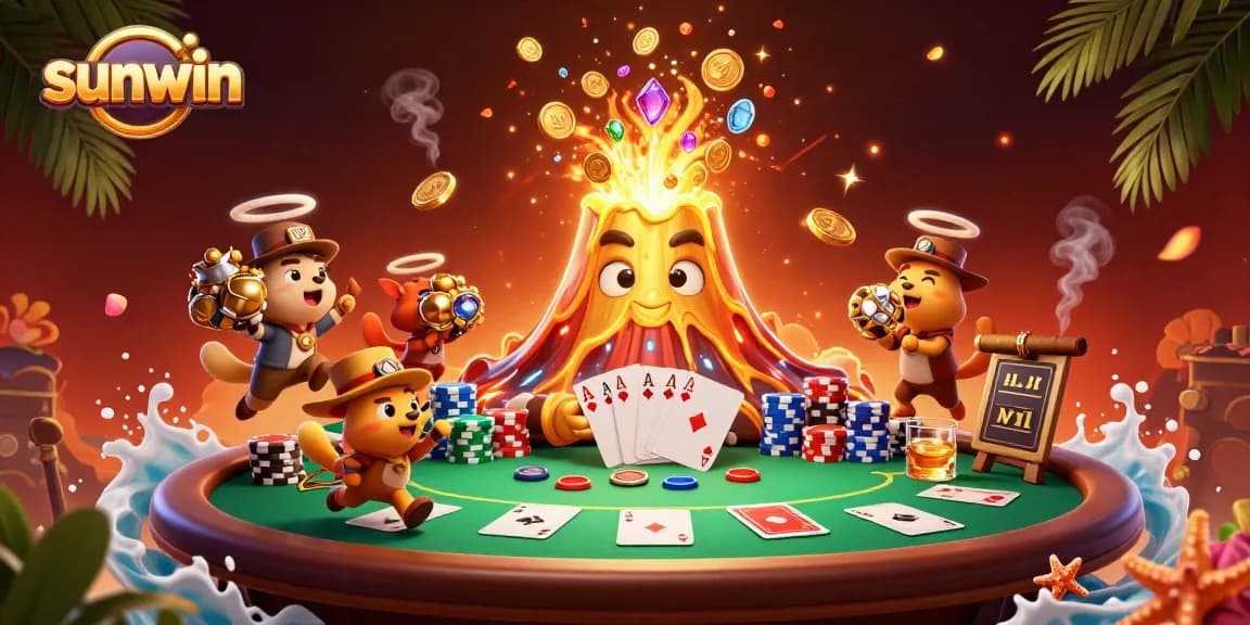 Join the thrilling world of sunwin as golden eruptions shower coins and gems at an extravagant poker table.