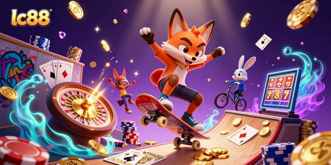 Experience thrilling gameplay with lc88 featuring a fox and rabbit in a dynamic casino scene