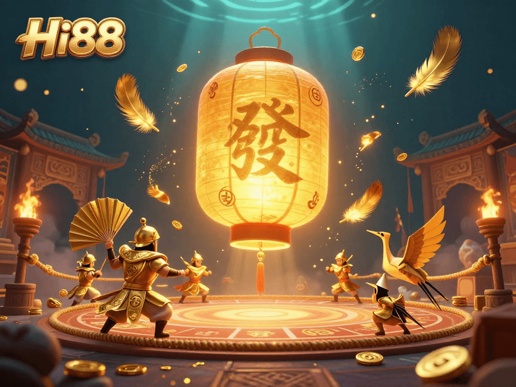 Experience thrilling bets at Hi88 with a golden lantern spirit and interactive casino elements.