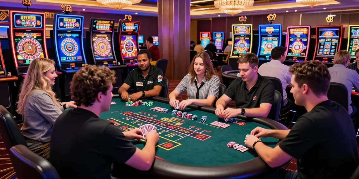 Players enjoying various games at ASIALIVE88 casino, showcasing excitement and professionalism in a vibrant setting.