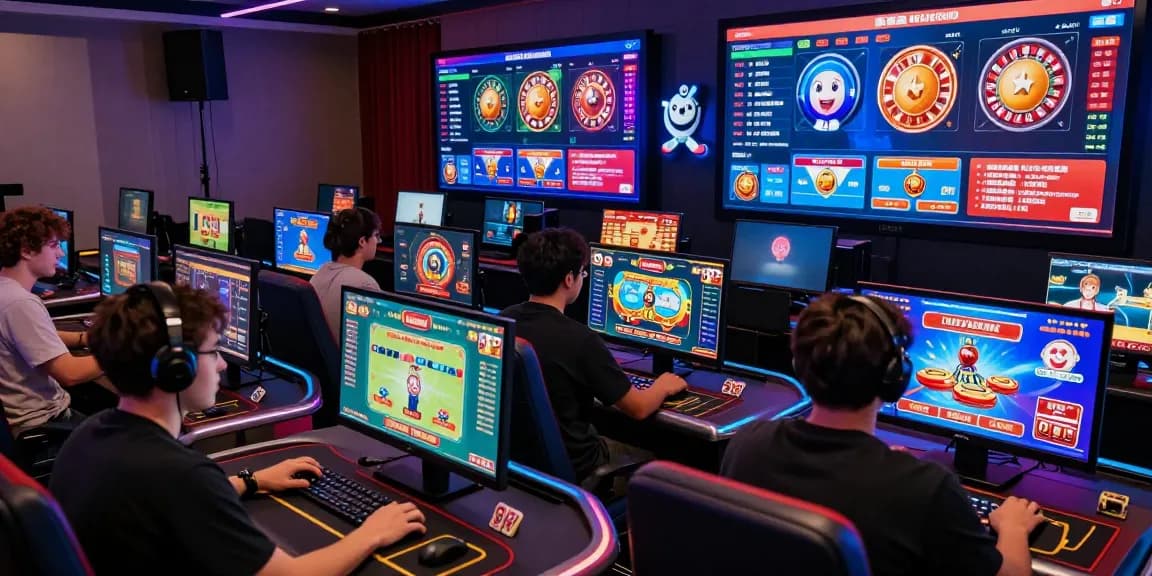 HELLO88 online gaming scene with players enjoying various games in a vibrant digital casino.