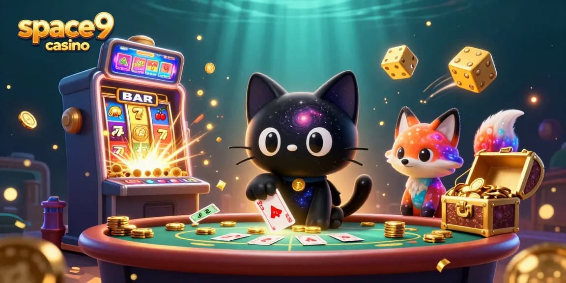Experience excitement at space9 casino with a cosmic black hole cat drawing in golden rewards.