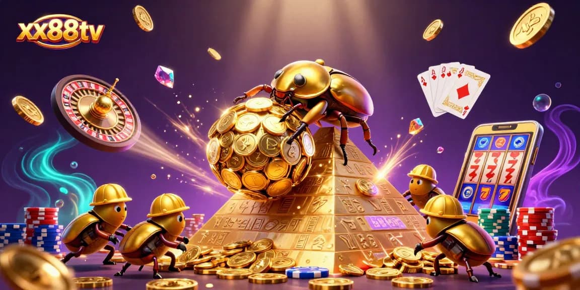 Spin and win with xx88tv as golden beetles roll riches towards your gaming dreams.