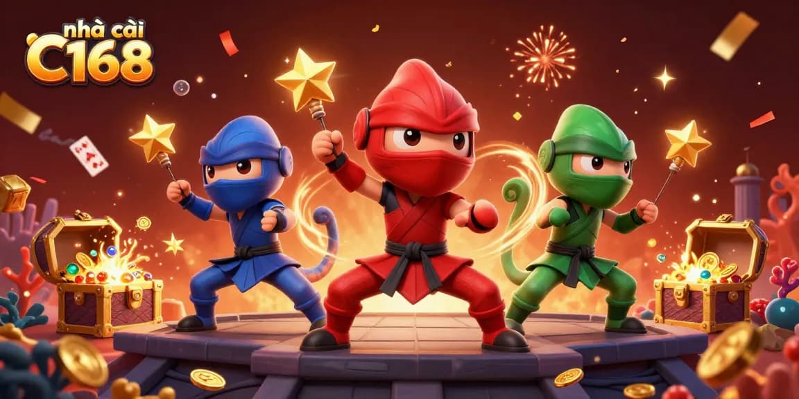 Engage in thrilling gameplay at nhà cái C168 with vibrant visuals of animated characters and casino elements.