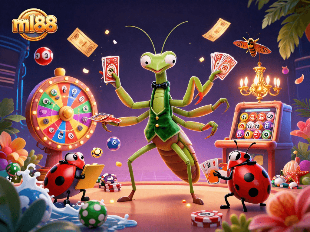 Experience excitement at ml88 with a giant mantis card sharp and vibrant casino elements.