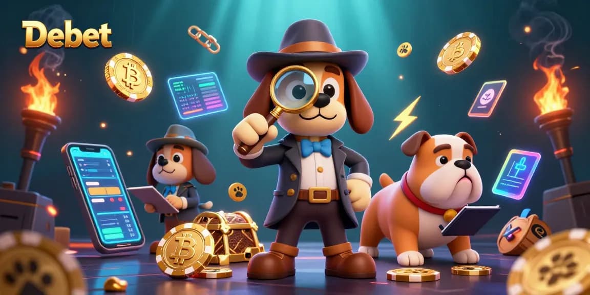 Debet offers thrilling betting opportunities with a dynamic 3D casino scene featuring cartoon detectives.