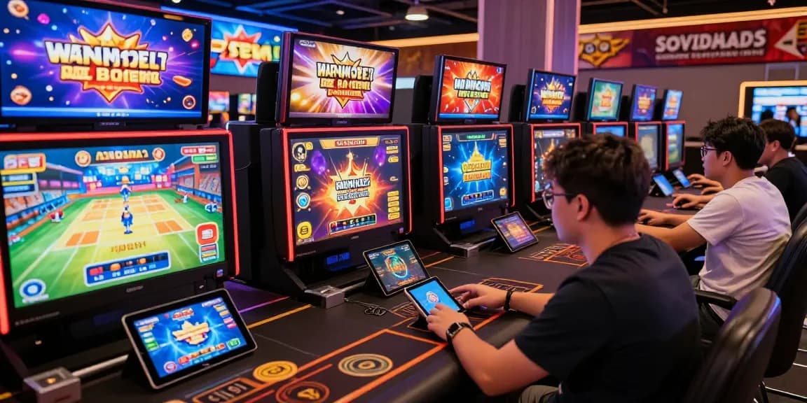 Engaged players exploring diverse games at 78win online casino with vibrant promotions and sleek devices.