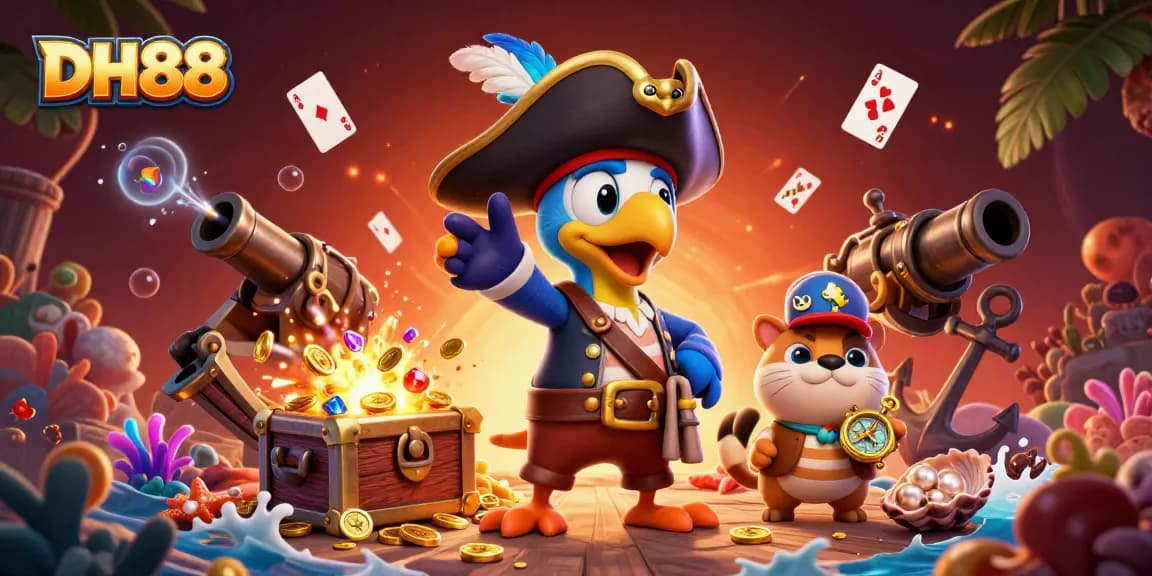 Engage in thrilling gameplay at DH88 with vibrant 3D characters amidst gold treasure and underwater excitement.