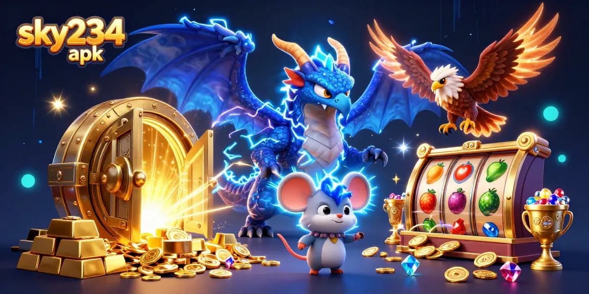Engage with the exciting world of sky234 apk, featuring vibrant symbols, treasures, and dynamic casino elements.