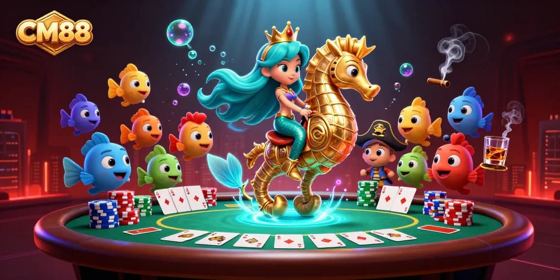 Experience CM88's underwater gaming adventure with mermaids and poker elements.
