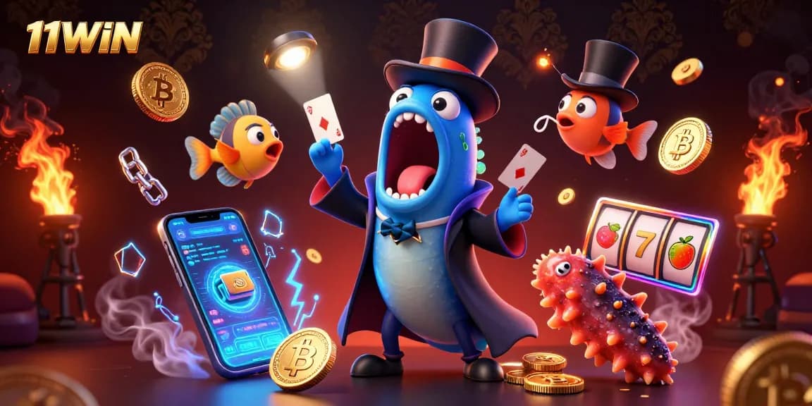Engage with 11WIN's casino magic featuring unique creatures and crypto-themed gaming elements.