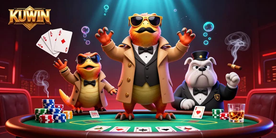Experience KUWIN's charm with raptors disguised at a VIP lounge, poker ambiance enriched.