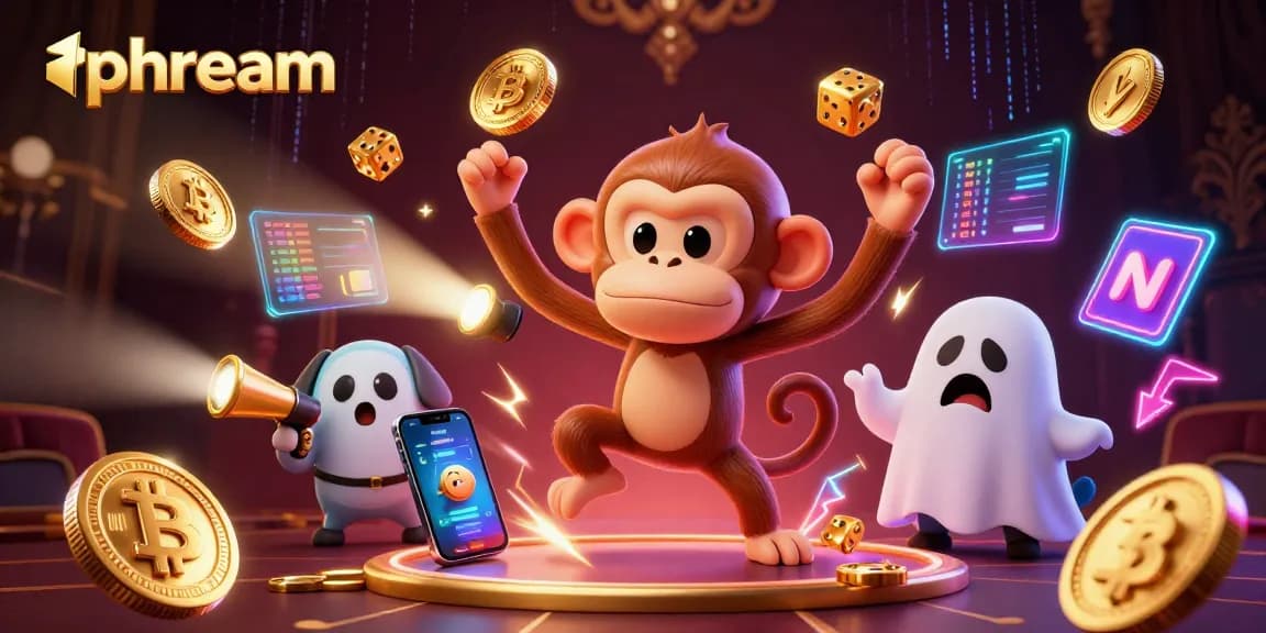 Experience thrilling fun at phdream with a ghost-hunter puppy tracking a mischievous monkey in a haunted casino.