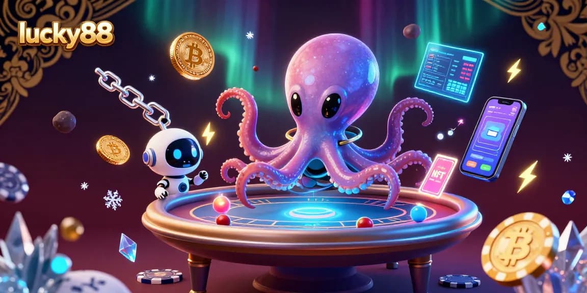 Experience thrilling wins with lucky88 as vibrant characters and casino elements come together in an exciting scene.