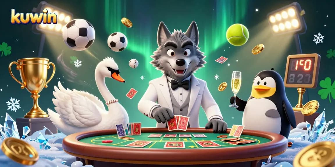 Kuwin enhances your gaming experience with a vibrant online casino setting featuring animated characters and dynamic elements.