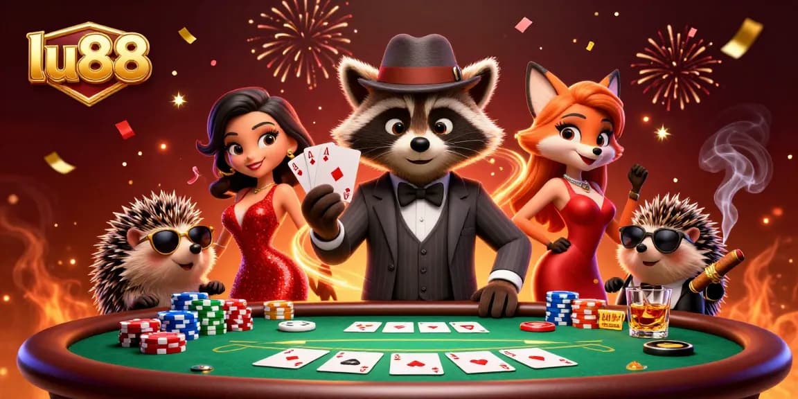 Experience excitement at lu88 with charming characters and a poker scene filled with vibrant energy.