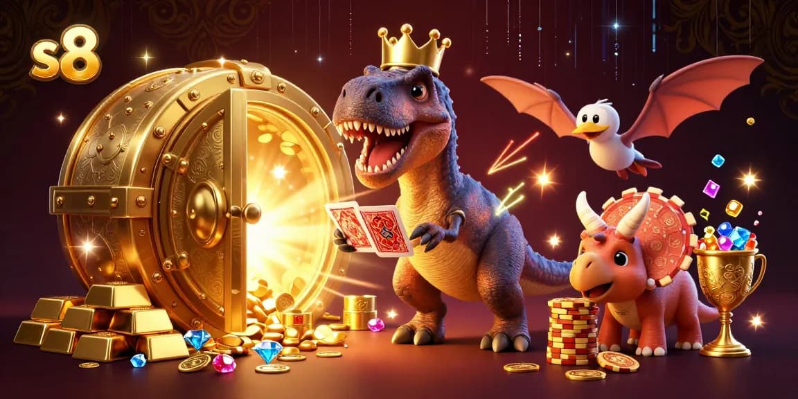 Experience thrilling gaming moments at s8 with a 3D cartoon scene of characters enhancing the excitement.