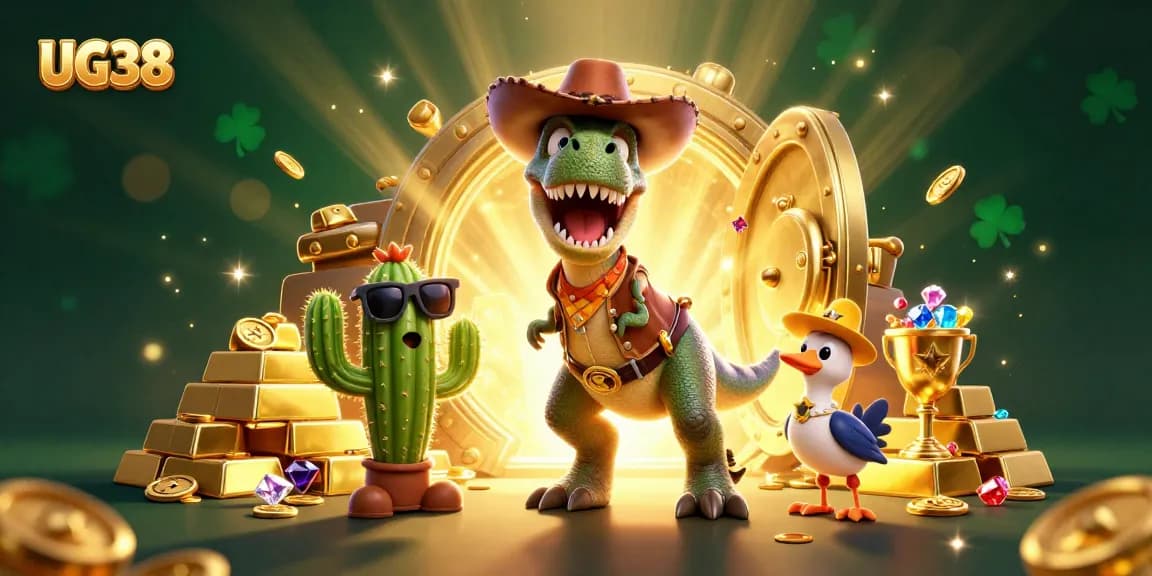 Engage with UG38's thrilling gaming experience featuring dynamic casino elements and vibrant characters.