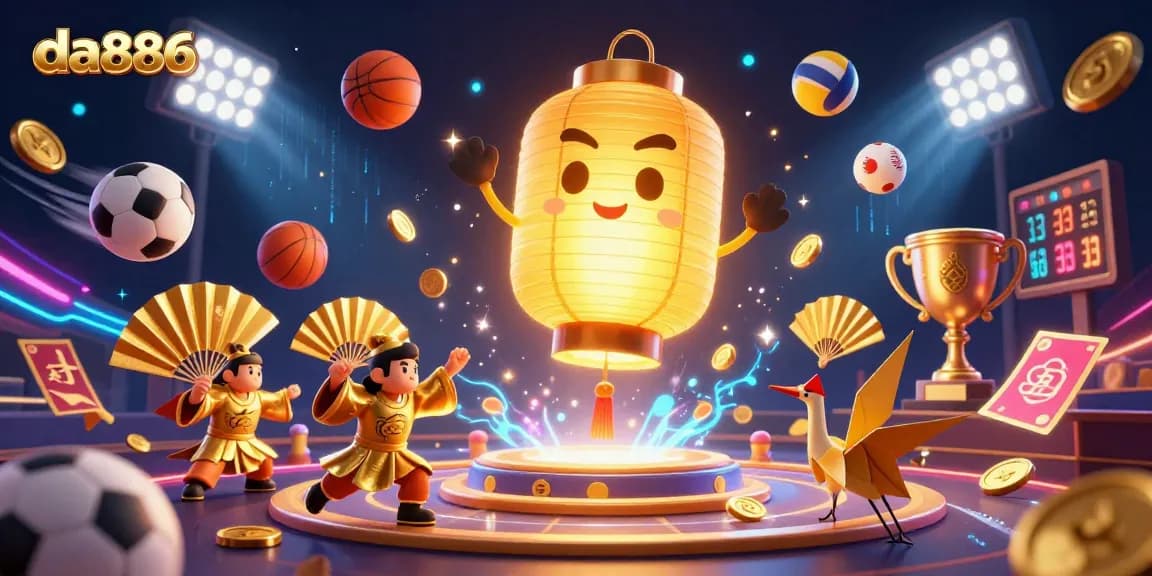 Experience the excitement at da886 casino with vibrant characters and dynamic sports elements in a magical setting.